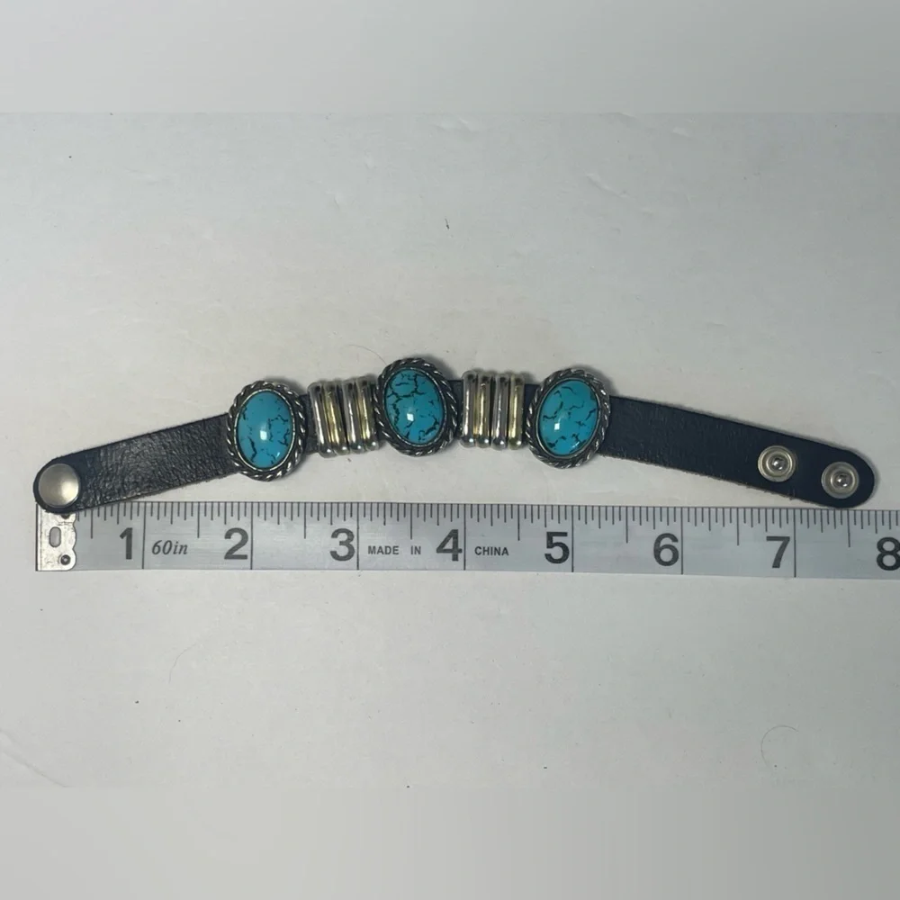 Vintage 1980s Fiocchi Italy Black Leather Bracelet